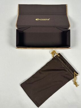 Costa Del Mar Collapsible Cork Sunglasses Case Brown Matching Pouch 6.5 Inches